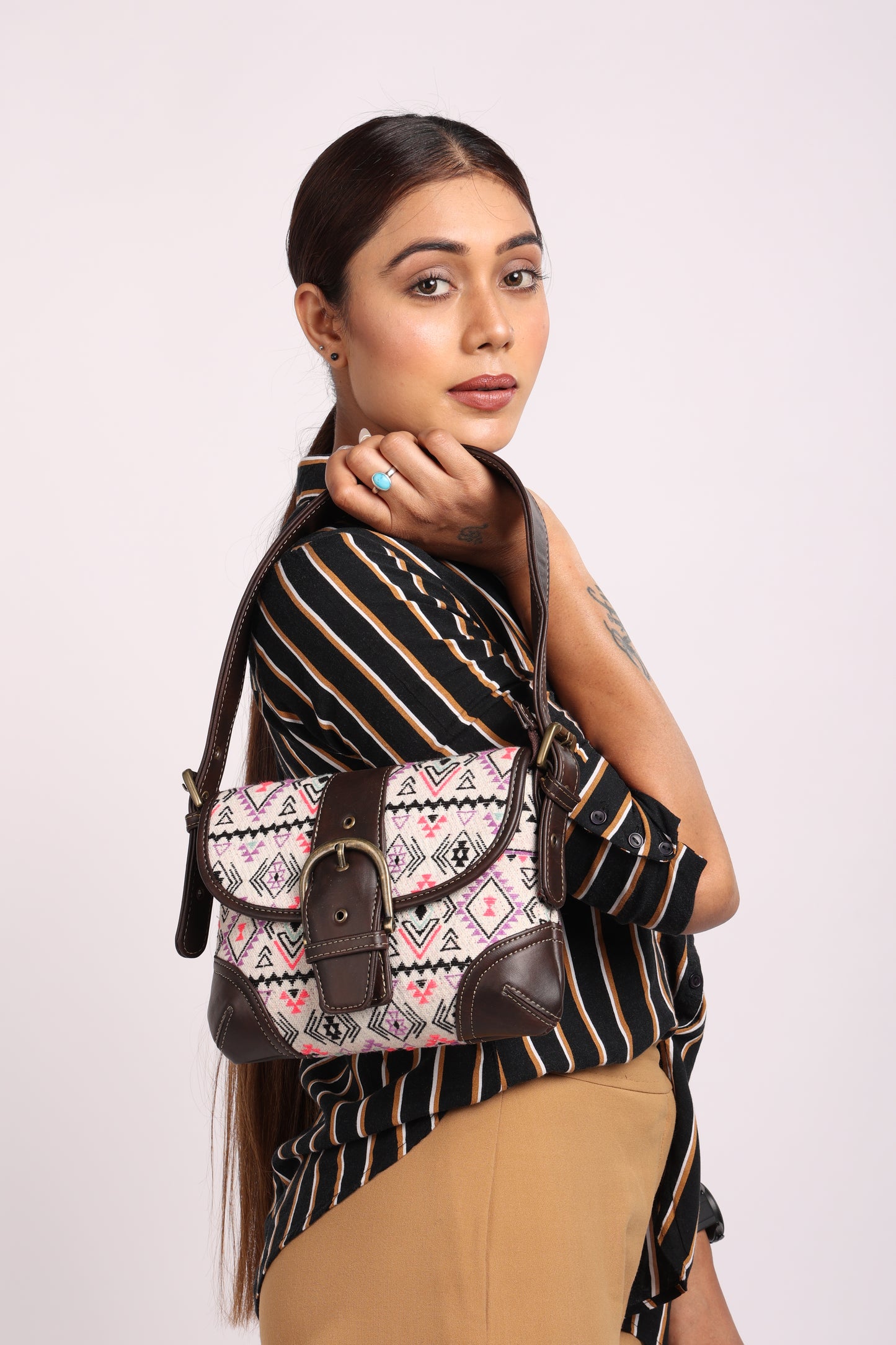 Esly's Vintage-Inspired Antique Aztec Shoulder Bag