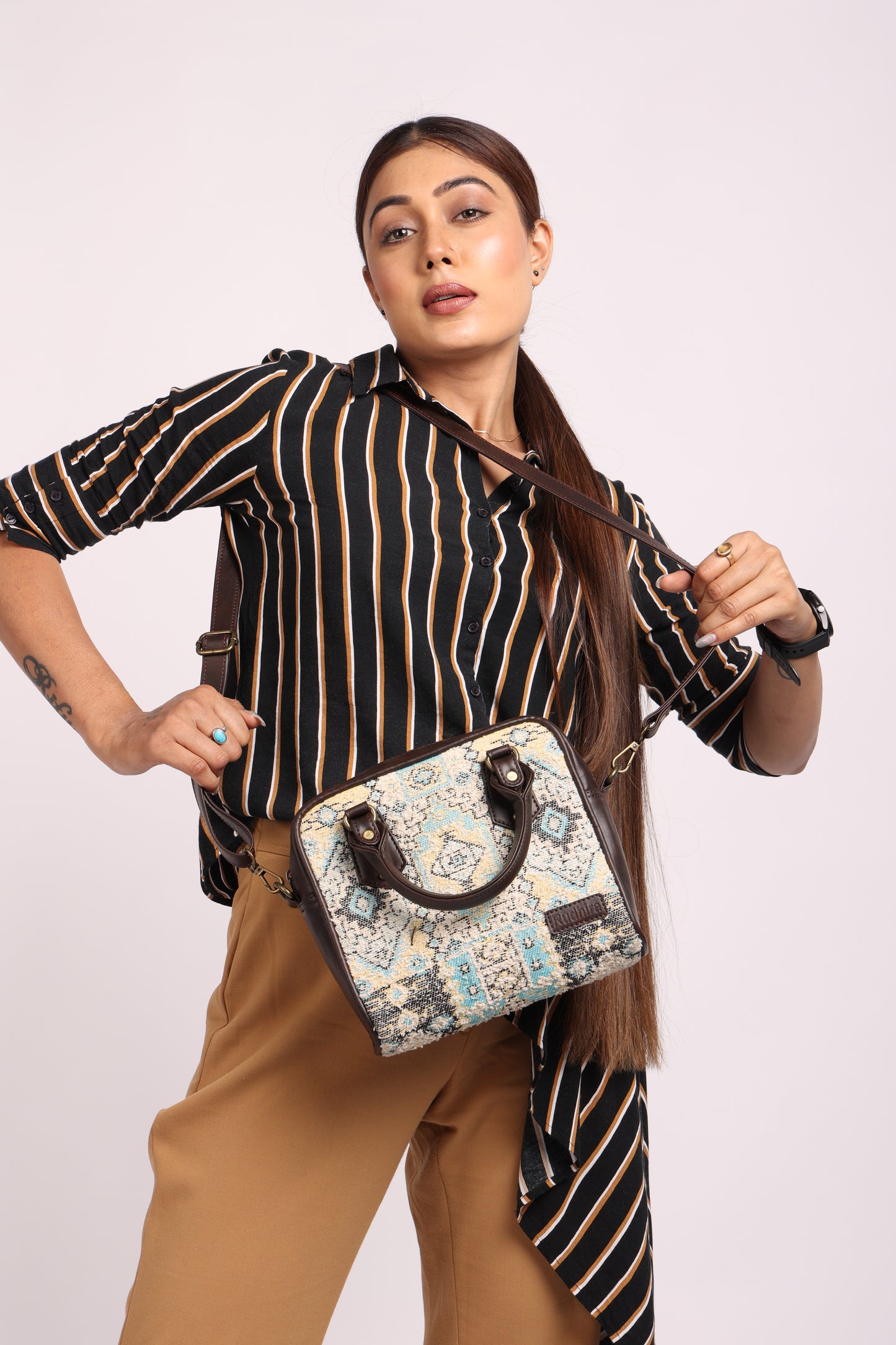 Esly Bird's Eye Print Satchel Bag - The Ultimate Blend of Luxury and Style