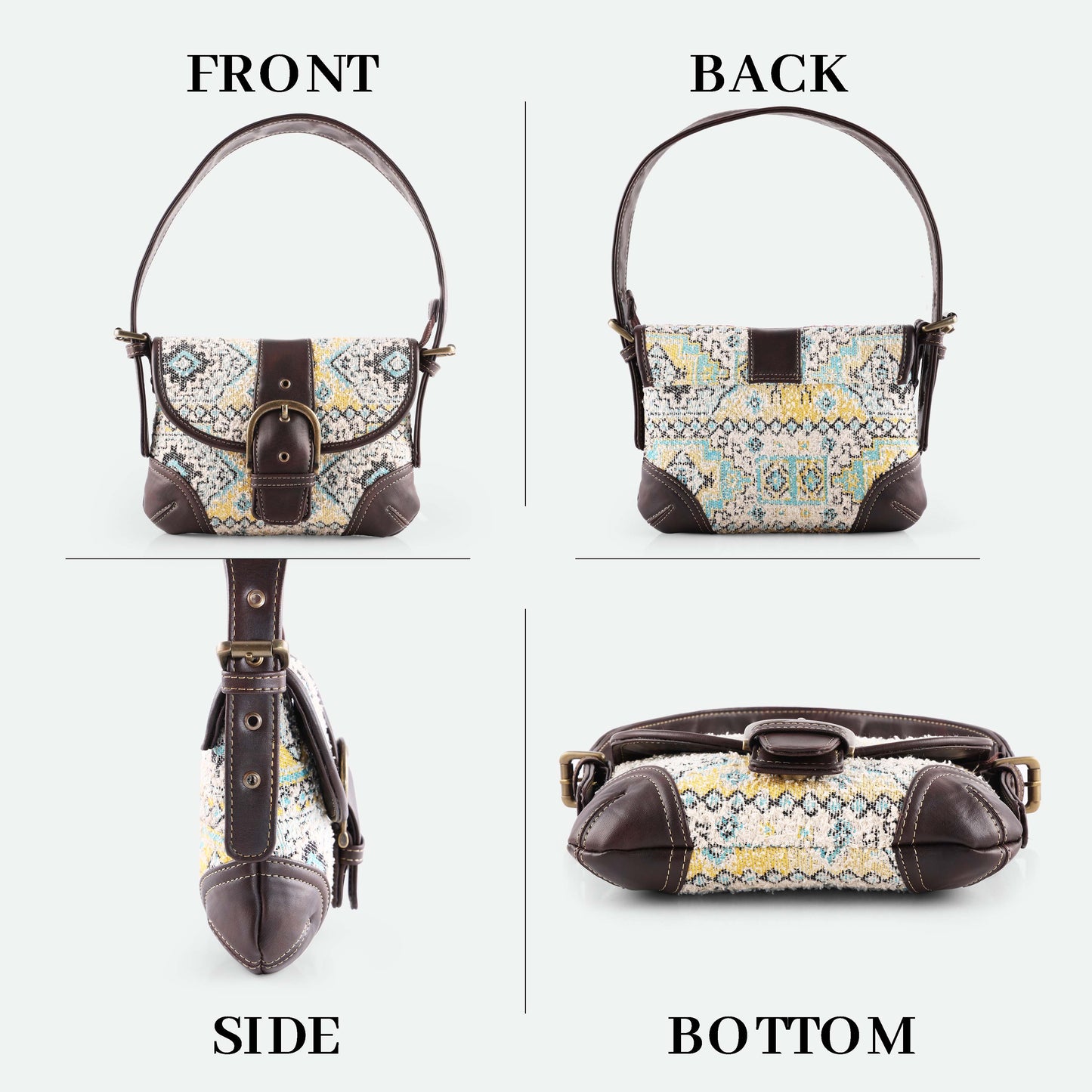 Esly's Vintage-Inspired Bird's Eye Print Shoulder Bag