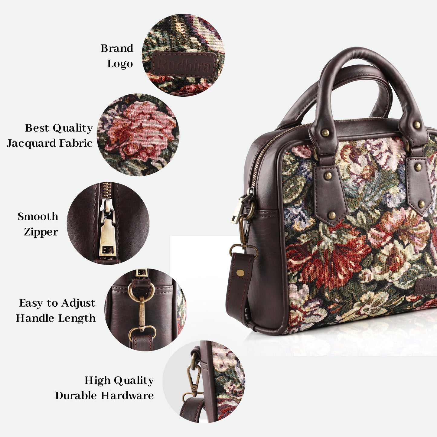 Esly's Vintage Floral Jacquard Satchel Bag - Elevate Your Style with Timeless Elegance