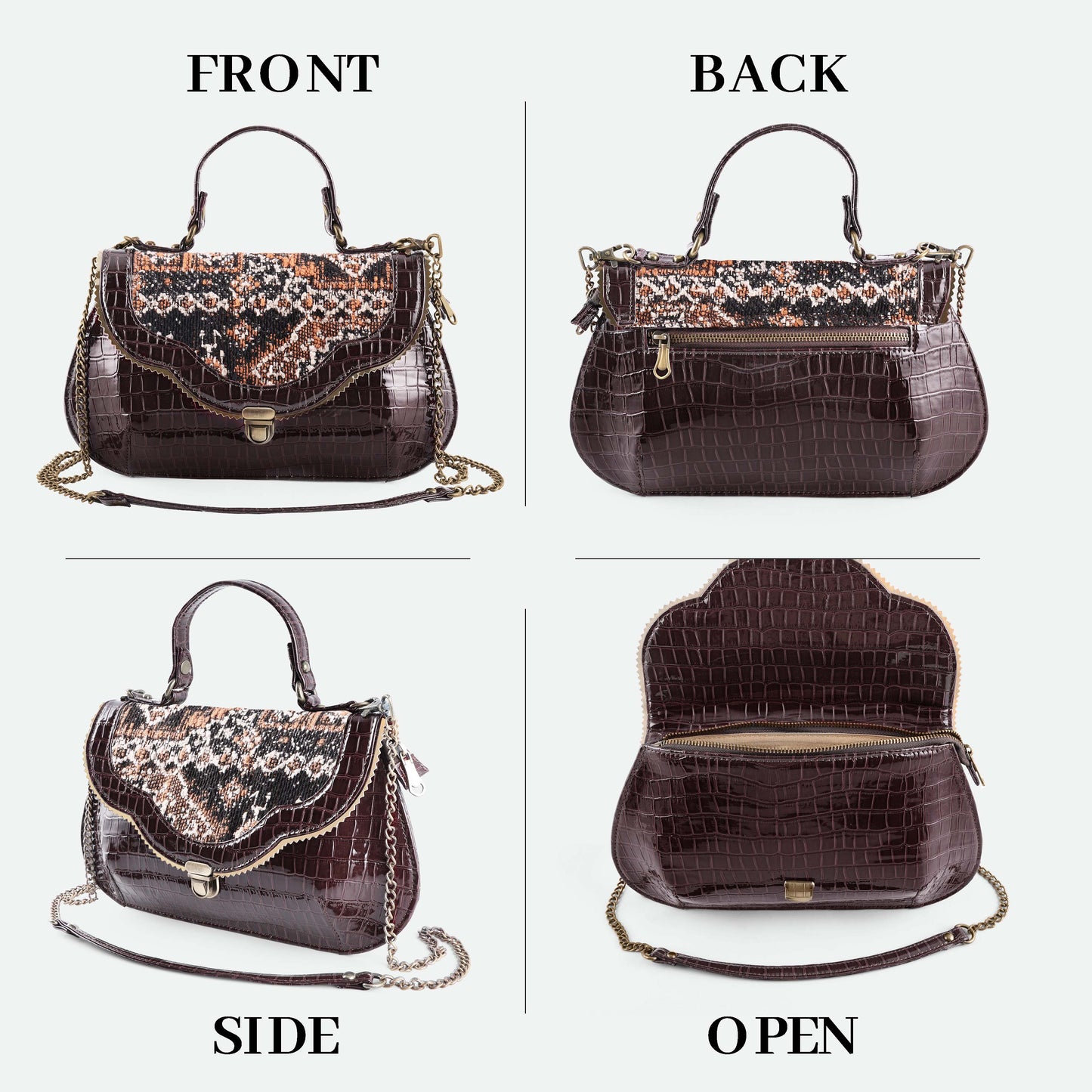 Esly's Brown Croco Chic: The Unique and Vintage-Inspired Crossbody Bag