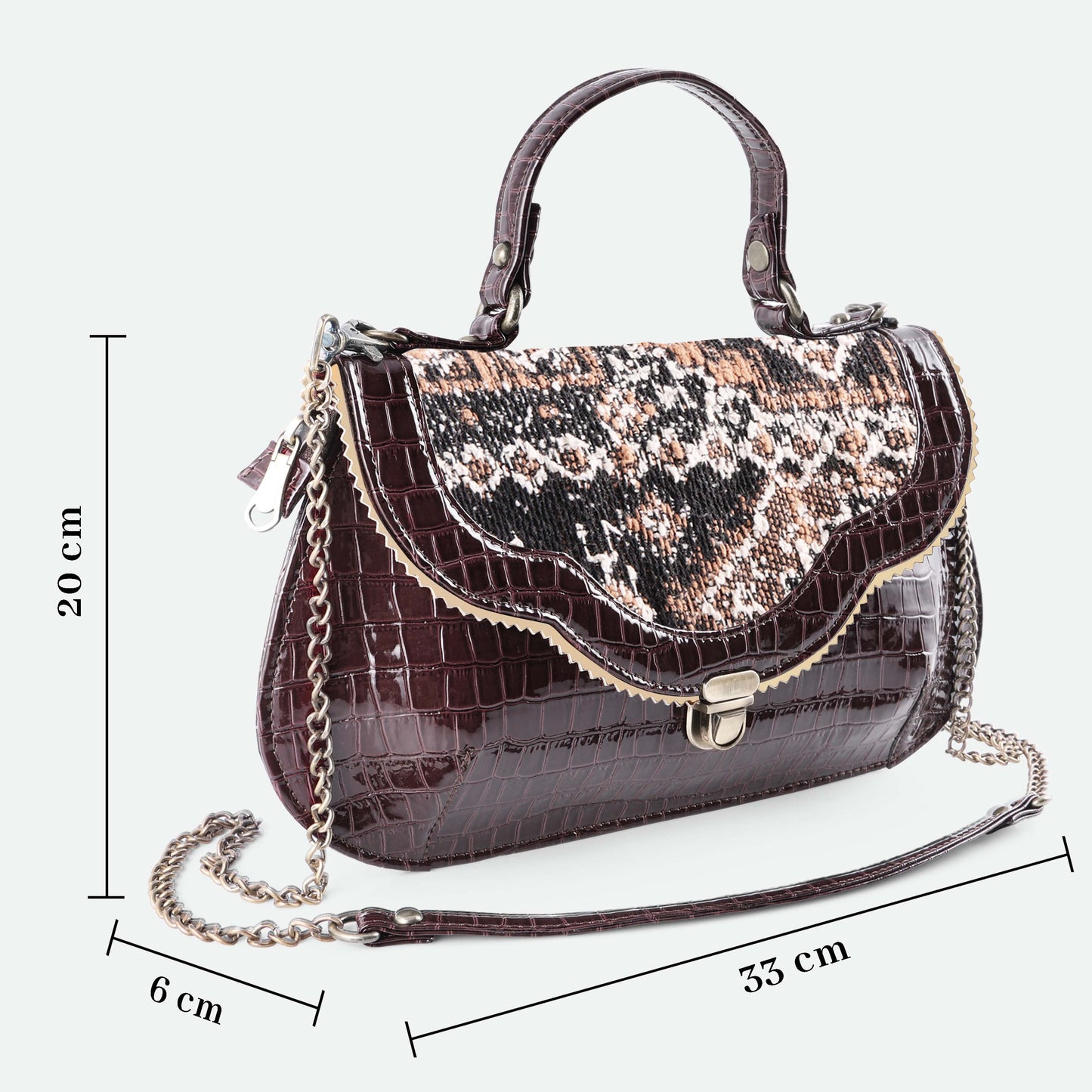 Esly's Brown Croco Chic: The Unique and Vintage-Inspired Crossbody Bag