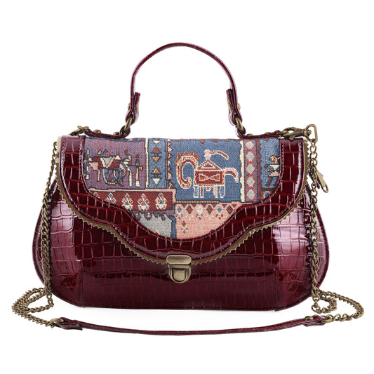 Esly's Maroon Croco Chic: The Unique and Vintage-Inspired Crossbody Bag