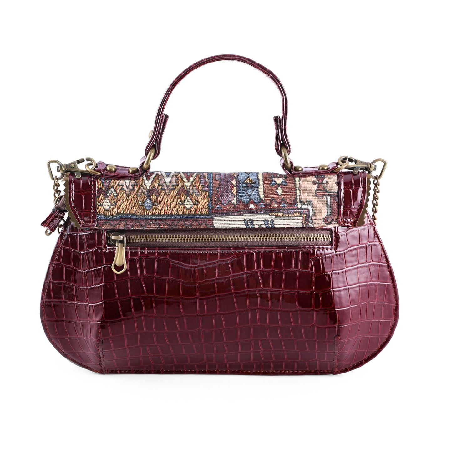 Esly's Maroon Croco Chic: The Unique and Vintage-Inspired Crossbody Bag