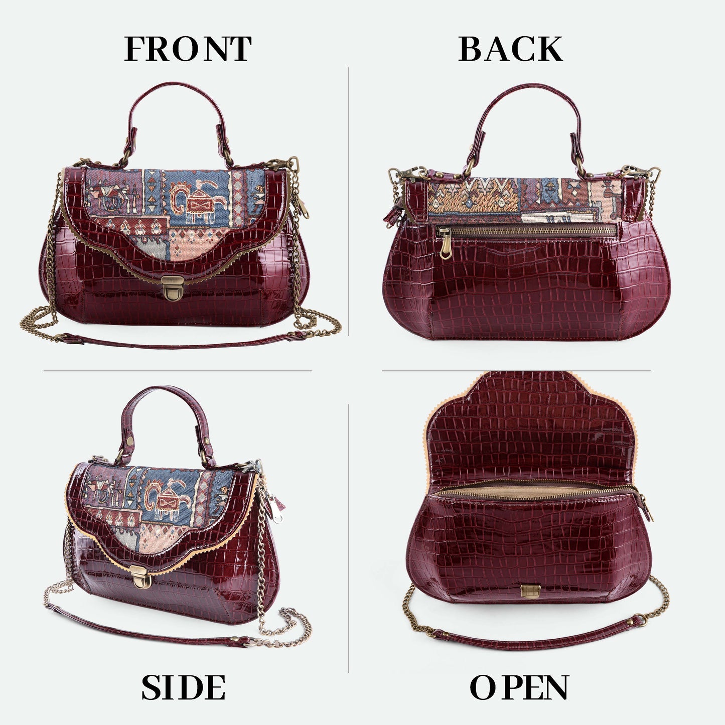 Esly's Maroon Croco Chic: The Unique and Vintage-Inspired Crossbody Bag