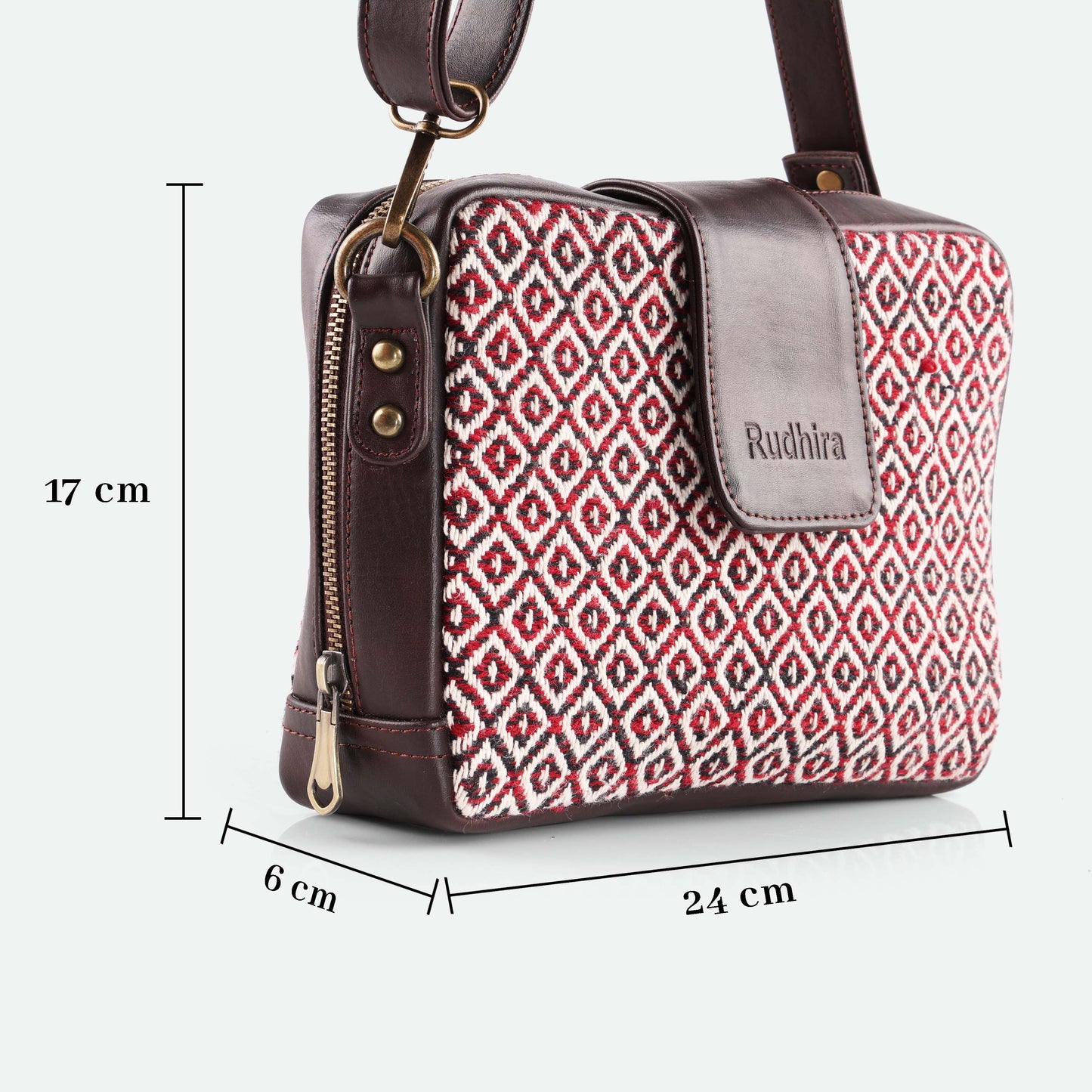 ESLY's Exquisite Brown Rhombus print Crossbody Shoulder Bag