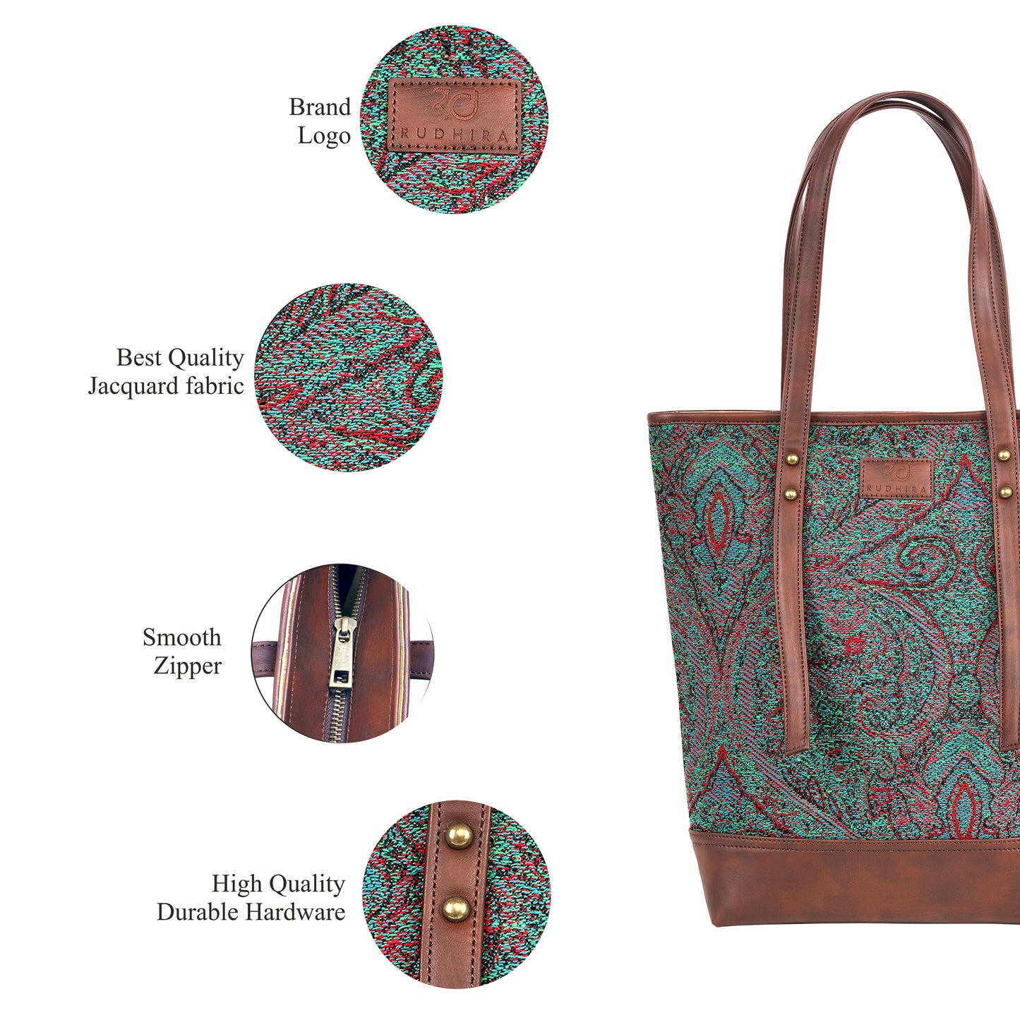 ESLY's Unique and Luxurious Green and Brown Crossbody Tote Bag