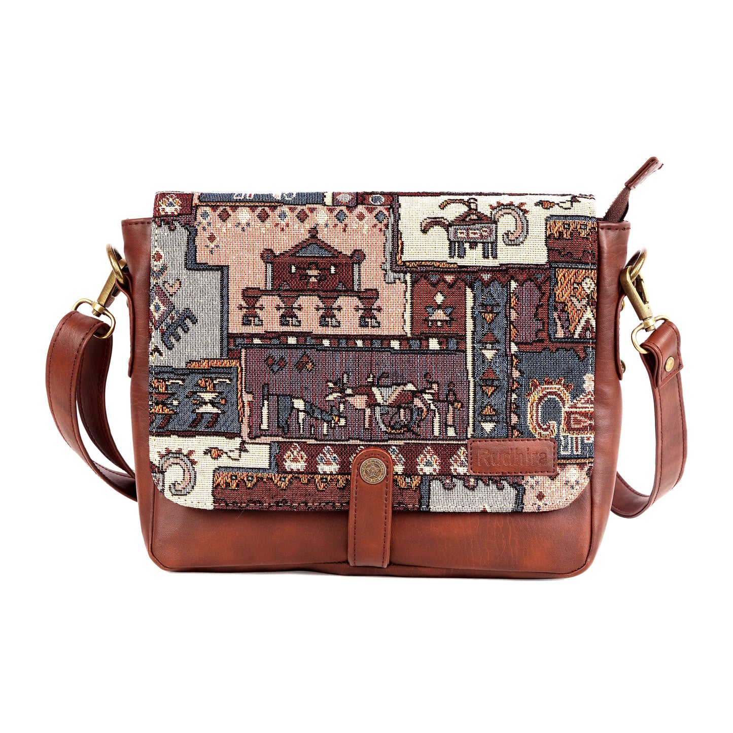 Esly Turkish Kilim Patch Crossbody Messenger bag