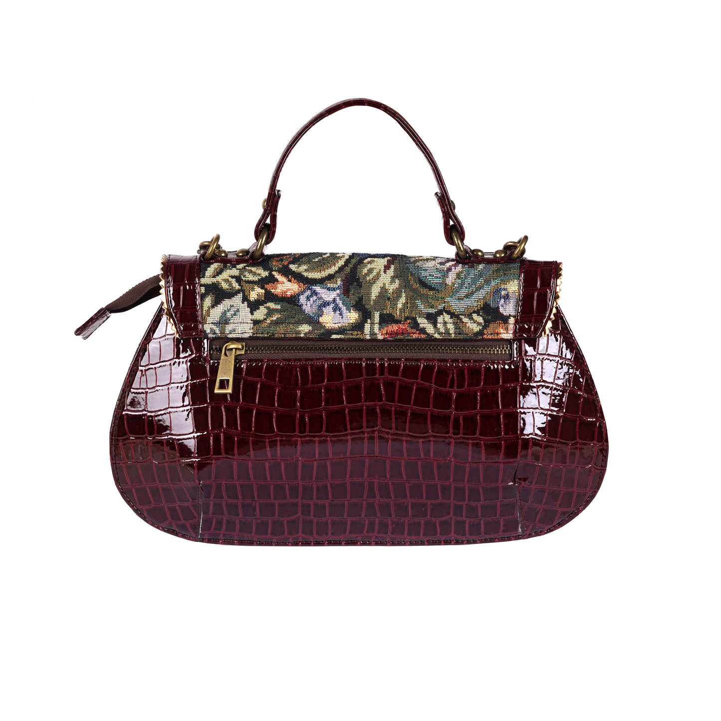 Esly's Brown Croco Chic: The Unique and Vintage-Inspired Flora Design Crossbody Bag