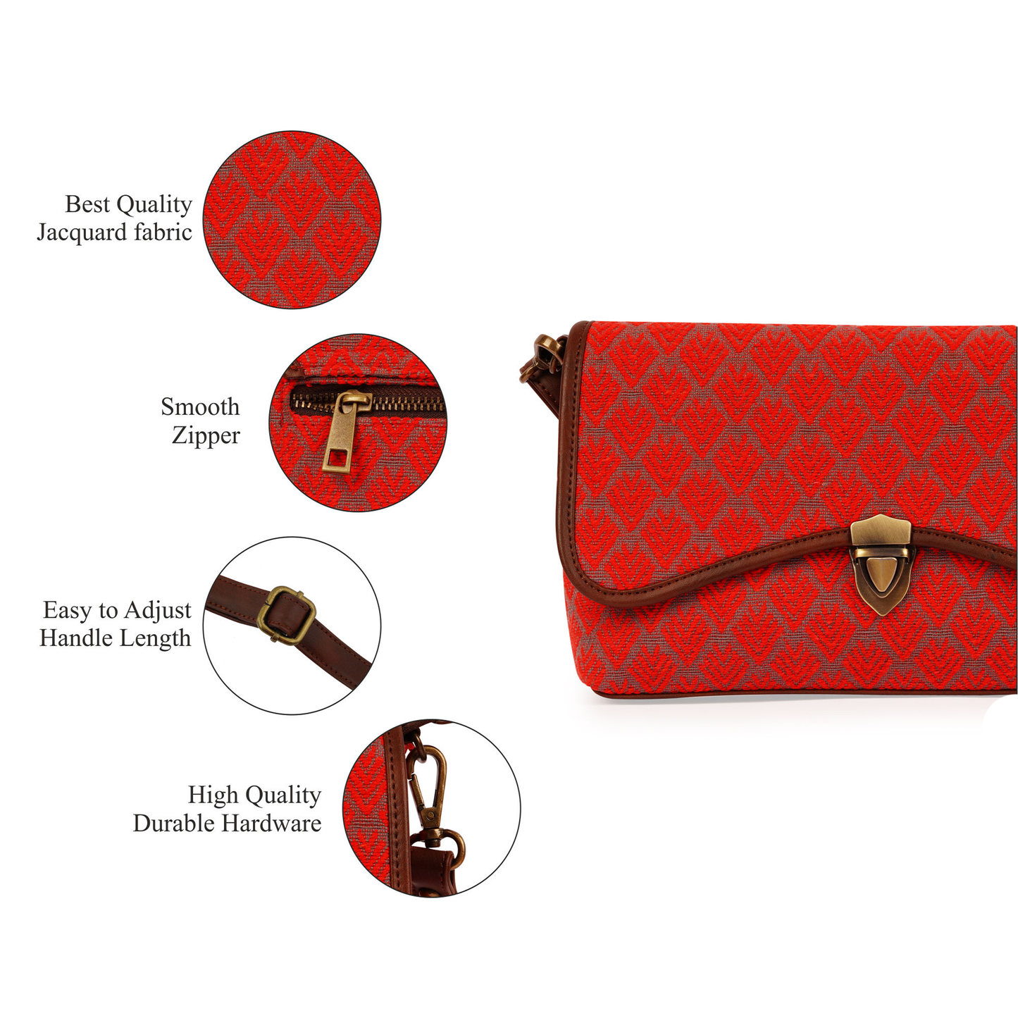 Esly's Joel Dewberry Small Sling/Crossbody Bag: Stay Organized and Chic in Stylish Red