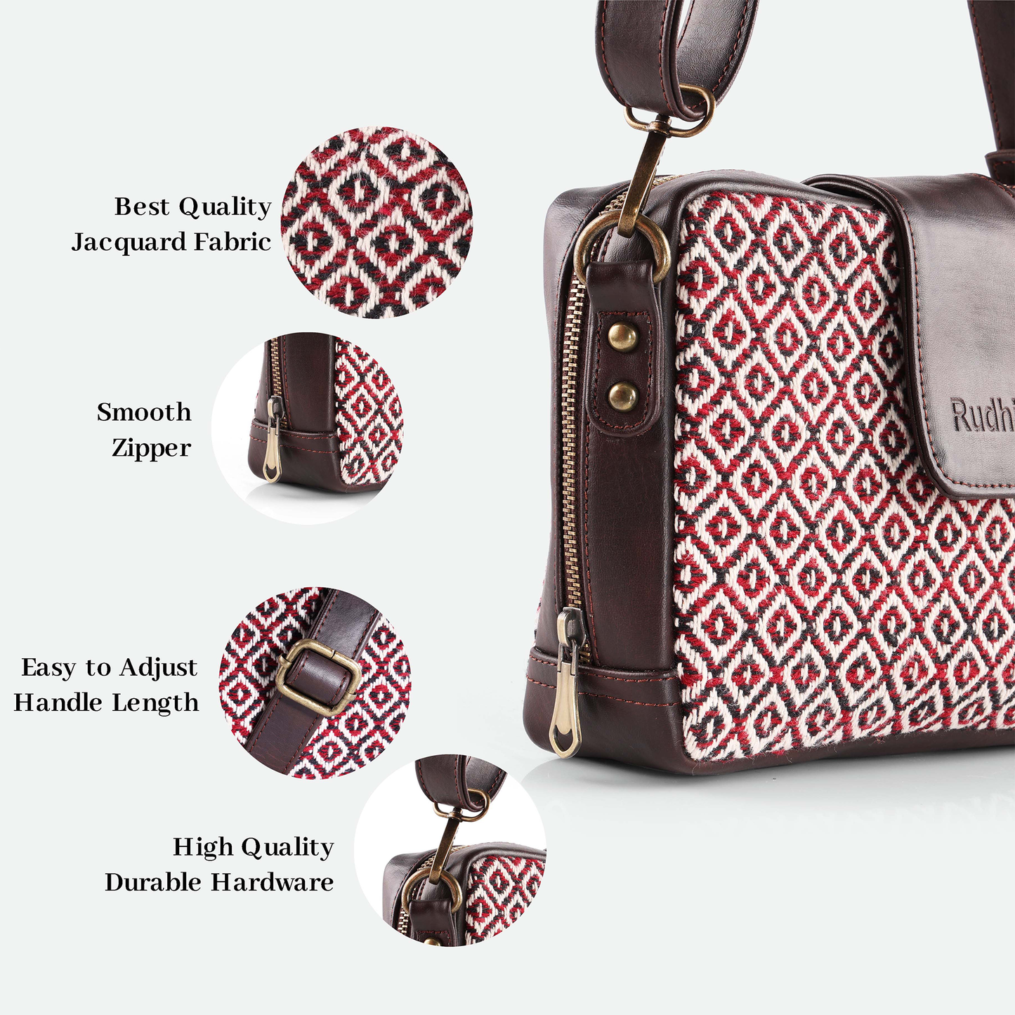 ESLY's Exquisite Brown Rhombus print Crossbody Shoulder Bag