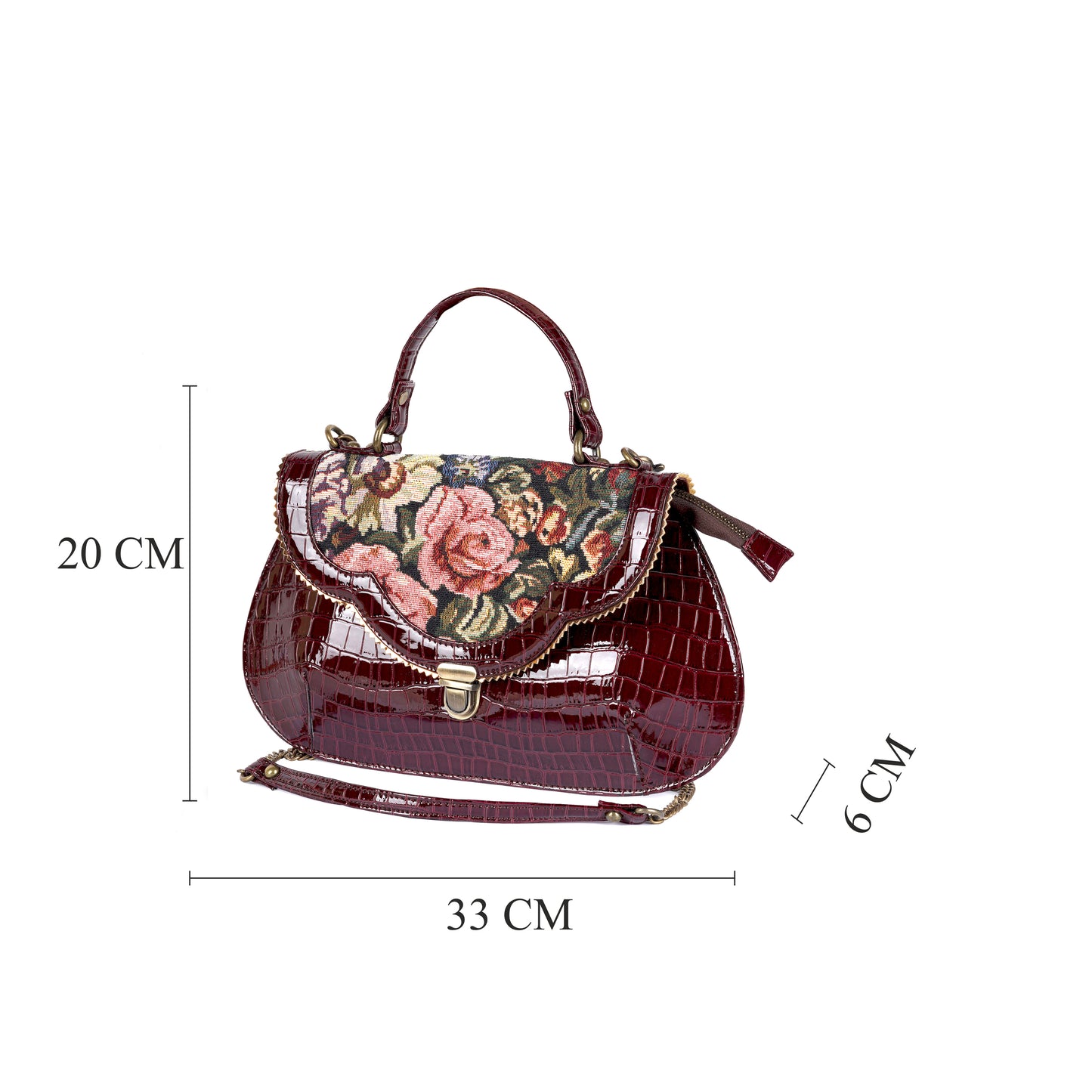 Esly's Brown Croco Chic: The Unique and Vintage-Inspired Flora Design Crossbody Bag